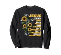 Jesus is My Inspirational Citations Floral Cross Christian Sweatshirt