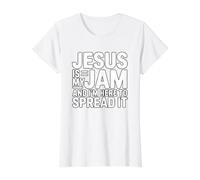 Jesus is My Jam and I'm Here to Spread It T-Shirt Graphique avec Valeur, Femme, Blanc, S