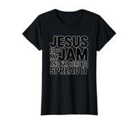 Jesus is My Jam and I'm Here to Spread It T-Shirt Graphique avec Valeur, Femme, Noir, S