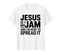Jesus is My Jam and I'm Here to Spread It T-Shirt Graphique avec Valeur, Homme, Blanc, M