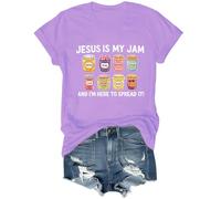 Jesus is My Jam and I'm Here to Spread It T-shirt humoristique Jesus Jam Graphic Tees, violet clair, XL