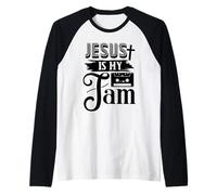 Jesus is My Jam - Encouraging Bible Verse Christian Faith Manche Raglan