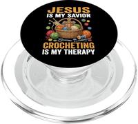 Jesus is My Savior Crocheting is My Therapy Religieuse Foi PopSockets PopGrip pour MagSafe