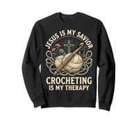 Jesus is My Savior Crocheting is My Therapy Religieuse Foi Sweatshirt