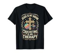 Jesus is My Savior Crocheting is My Therapy Religieuse Foi T-Shirt