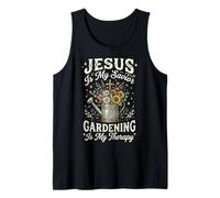 Jesus is My Savior Gardening is My Therapy Église Débardeur