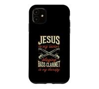 Jesus is My Savior Playing Bass Clarinette is My Therapy Coque pour iPhone 11