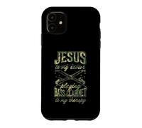 Jesus is My Savior Playing Bass Clarinette is My Therapy Coque pour iPhone 11