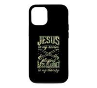 Jesus is My Savior Playing Bass Clarinette is My Therapy Coque pour iPhone 12/12 Pro