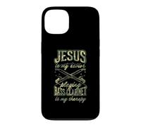Jesus is My Savior Playing Bass Clarinette is My Therapy Coque pour iPhone 13