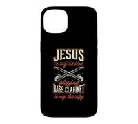 Jesus is My Savior Playing Bass Clarinette is My Therapy Coque pour iPhone 13