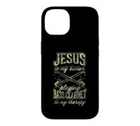Jesus is My Savior Playing Bass Clarinette is My Therapy Coque pour iPhone 14