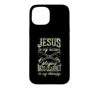 Jesus is My Savior Playing Bass Clarinette is My Therapy Coque pour iPhone 15