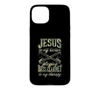 Jesus is My Savior Playing Bass Clarinette is My Therapy Coque pour iPhone 15 Plus