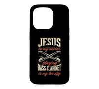 Jesus is My Savior Playing Bass Clarinette is My Therapy Coque pour iPhone 15 Pro