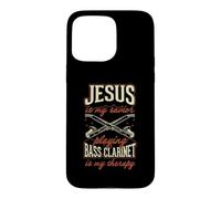 Jesus is My Savior Playing Bass Clarinette is My Therapy Coque pour iPhone 15 Pro Max