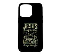 Jesus is My Savior Playing Bass Clarinette is My Therapy Coque pour iPhone 15 Pro Max