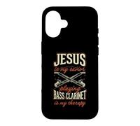 Jesus is My Savior Playing Bass Clarinette is My Therapy Coque pour iPhone 16