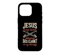 Jesus is My Savior Playing Bass Clarinette is My Therapy Coque pour iPhone 16 Pro