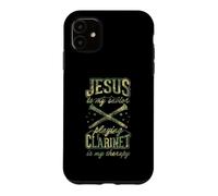 Jesus is My Savior Playing Clarinette is My Therapy Coque pour iPhone 11