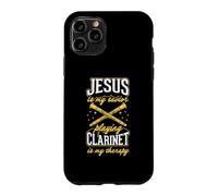 Jesus is My Savior Playing Clarinette is My Therapy Coque pour iPhone 11 Pro