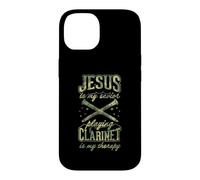 Jesus is My Savior Playing Clarinette is My Therapy Coque pour iPhone 14