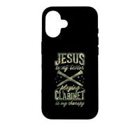 Jesus is My Savior Playing Clarinette is My Therapy Coque pour iPhone 16