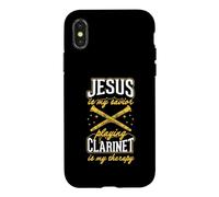 Jesus is My Savior Playing Clarinette is My Therapy Coque pour iPhone X/XS