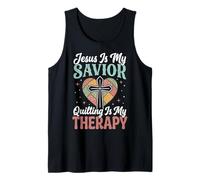 Jesus is My Savior Quilting is My Therapy Église Débardeur