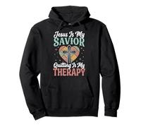 Jesus is My Savior Quilting is My Therapy Église Sweat à Capuche