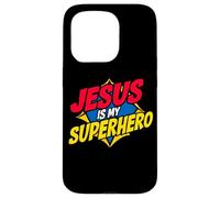 Jesus is My Superhero Christian God Religieux Comics Kids Boy Coque pour iPhone 15 Pro