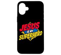 Jesus is My Superhero Christian God Religieux Comics Kids Boy Coque pour iPhone 16 Plus