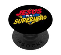 Jesus is My Superhero Christian God Religieux Comics Kids Boy PopSockets PopGrip Adhésif