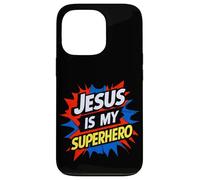 Jesus is My Superhero Christian God Religious Comic Kids Boy Coque pour iPhone 13 Pro