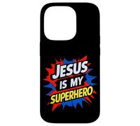 Jesus is My Superhero Christian God Religious Comic Kids Boy Coque pour iPhone 14 Pro