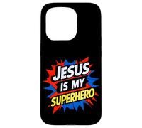 Jesus is My Superhero Christian God Religious Comic Kids Boy Coque pour iPhone 15 Pro