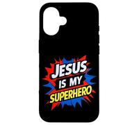 Jesus is My Superhero Christian God Religious Comic Kids Boy Coque pour iPhone 16
