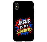 Jesus is My Superhero Christian God Religious Comic Kids Boy Coque pour iPhone X/XS
