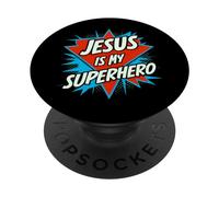 Jesus is My Superhero Christian God Religious Comic Kids Boy PopSockets PopGrip Adhésif