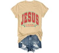 Jesus is The Reason for The Season Chemise rétro chrétienne de Noël Jésus est la raison Chemise unisexe, kaki, S