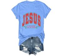 Jesus is The Reason for The Season Chemise rétro chrétienne de Noël Jésus est la raison Chemise unisexe, Bleu (Carolina blue), M