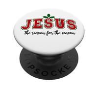 Jesus is The Reason for The Season Christmas Christian Quote PopSockets PopGrip Adhésif