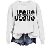 Jesus Is The Way The Truth The Life Christian Graphic Tees Jesus Is The Way Truth Life Sweatshirt unisexe, blanc, L