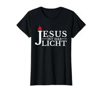 Jésus ist Das Licht - Jésus Lebt. T-Shirt Graphique avec Valeur, Femme, Noir, M