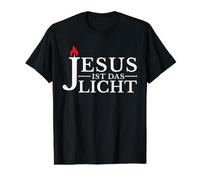 Jésus ist Das Licht - Jésus Lebt. T-Shirt Graphique avec Valeur, Homme, Noir, L