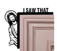 Jésus J'ai Vu Ce Cadre De Porte Décoration Murale Chrétienne Thème Noël | 21,6 x 17 cm Décor Drôle pour Coin de Porte en Bois Jésus J'ai Vu Ça Pour Maison, Salon, Église, Chambre, Cuisine, Gauche