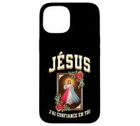 Jésus Je Fais Confiance en Toi. Version des Roses Rouges Coque pour iPhone 15