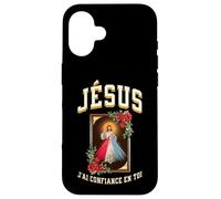 Jésus Je Fais Confiance en Toi. Version des Roses Rouges Coque pour iPhone 16