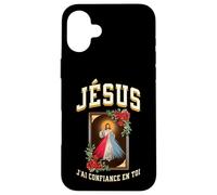 Jésus Je Fais Confiance en Toi. Version des Roses Rouges Coque pour iPhone 16 Plus