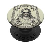 Jésus, Je Le dis à Papa, Jeu de Mots chrétien Amusant PopSockets PopGrip Adhésif